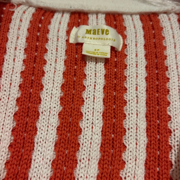 Maeve Orange and White Button Cropped Sweater Size SP Trendy ~ Cozy! - Picture 2 of 5
